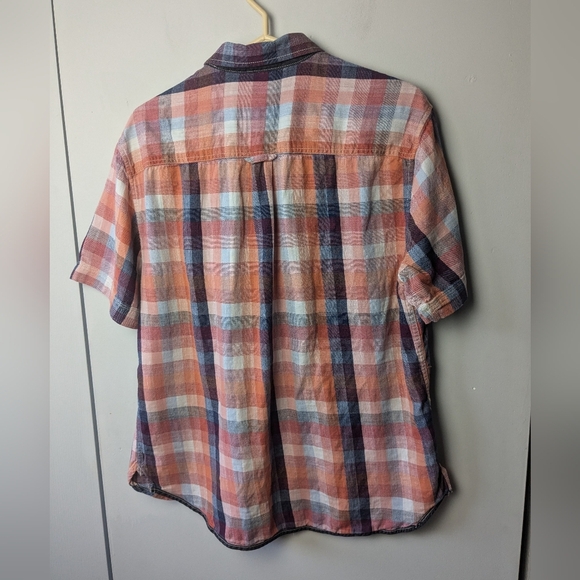 TOMMY BAHAMA Men Plaid Button Down Shirt Size Large 100% Cotton Short Sleeve - Picture 8 of 10